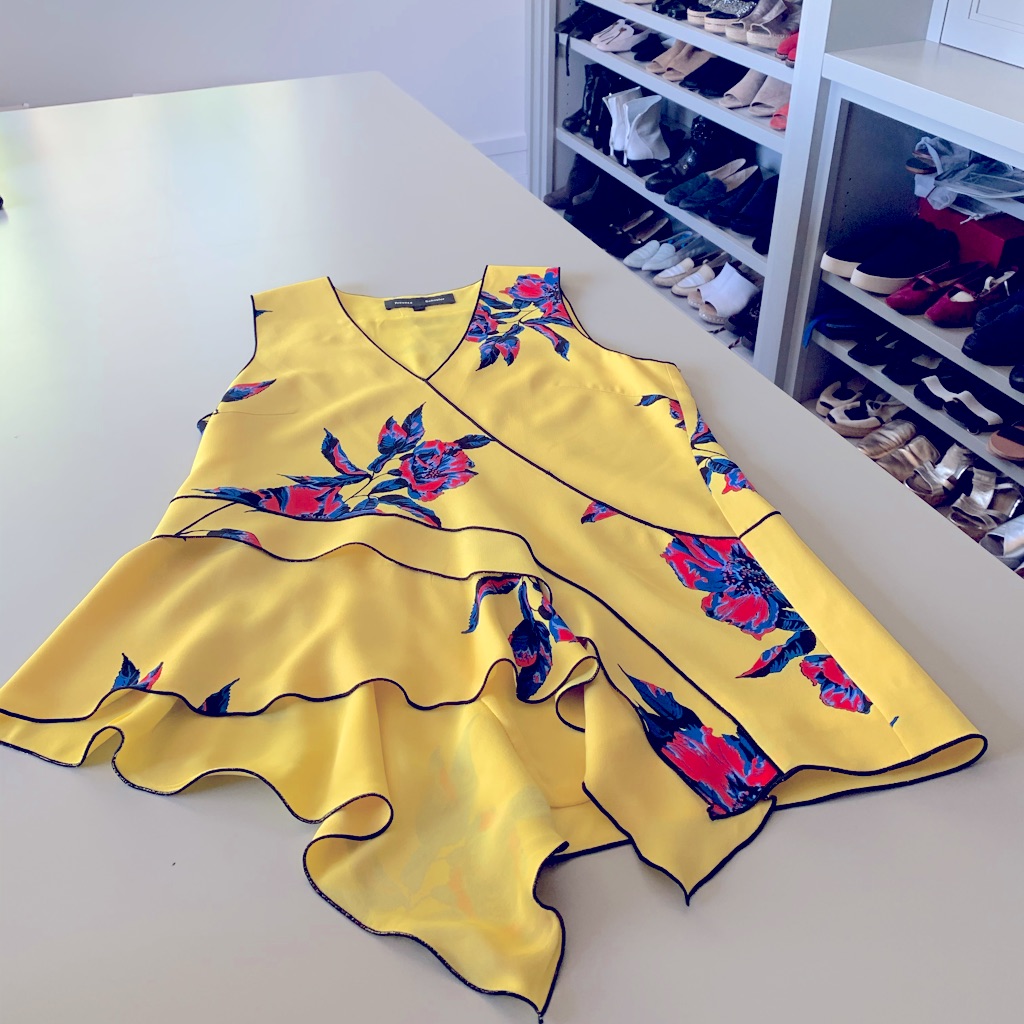 Proenza Schouler Silk Yellow Floral Blouse